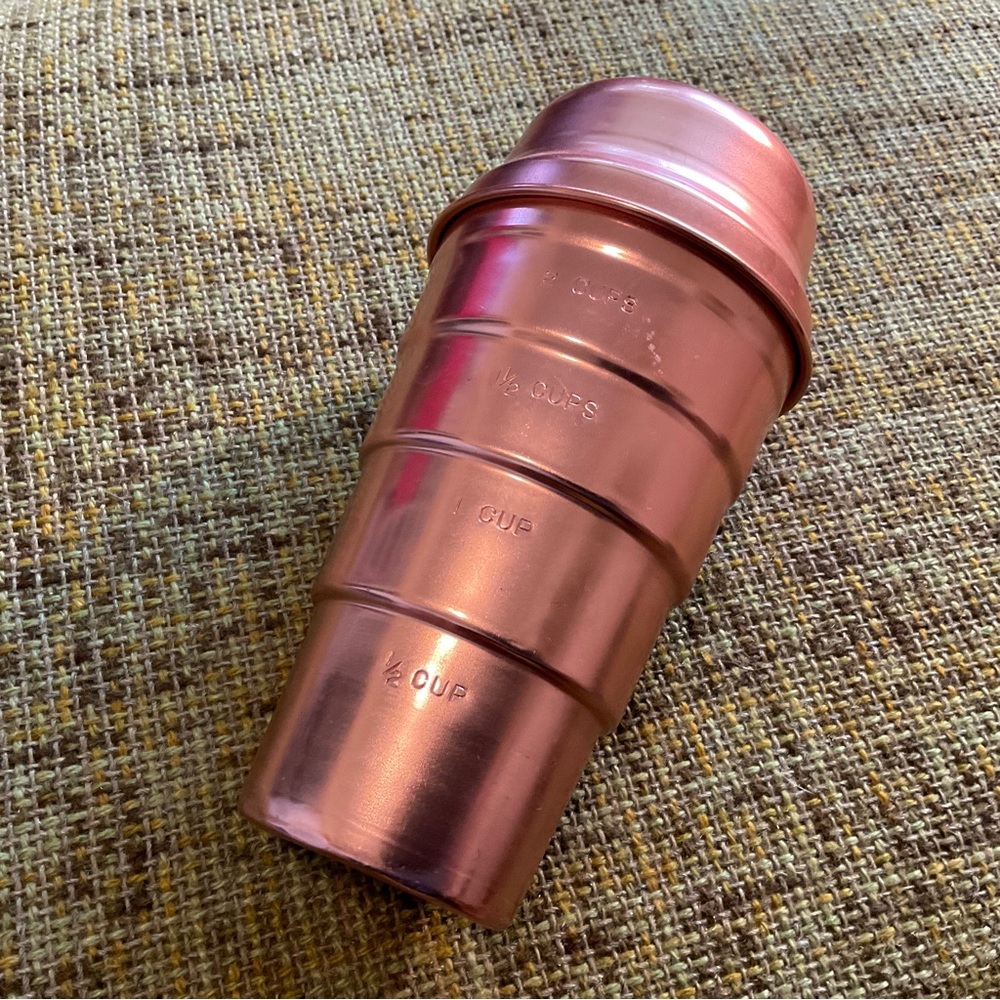 Vintage  Copper colored aluminum Cocktail Shaker Bar Ware-2 cup
